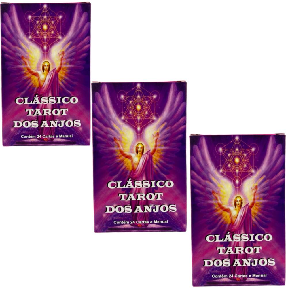 Kit 3 Baralhos Tarot Clássicos dos Anjos Rosa 22 Cartas