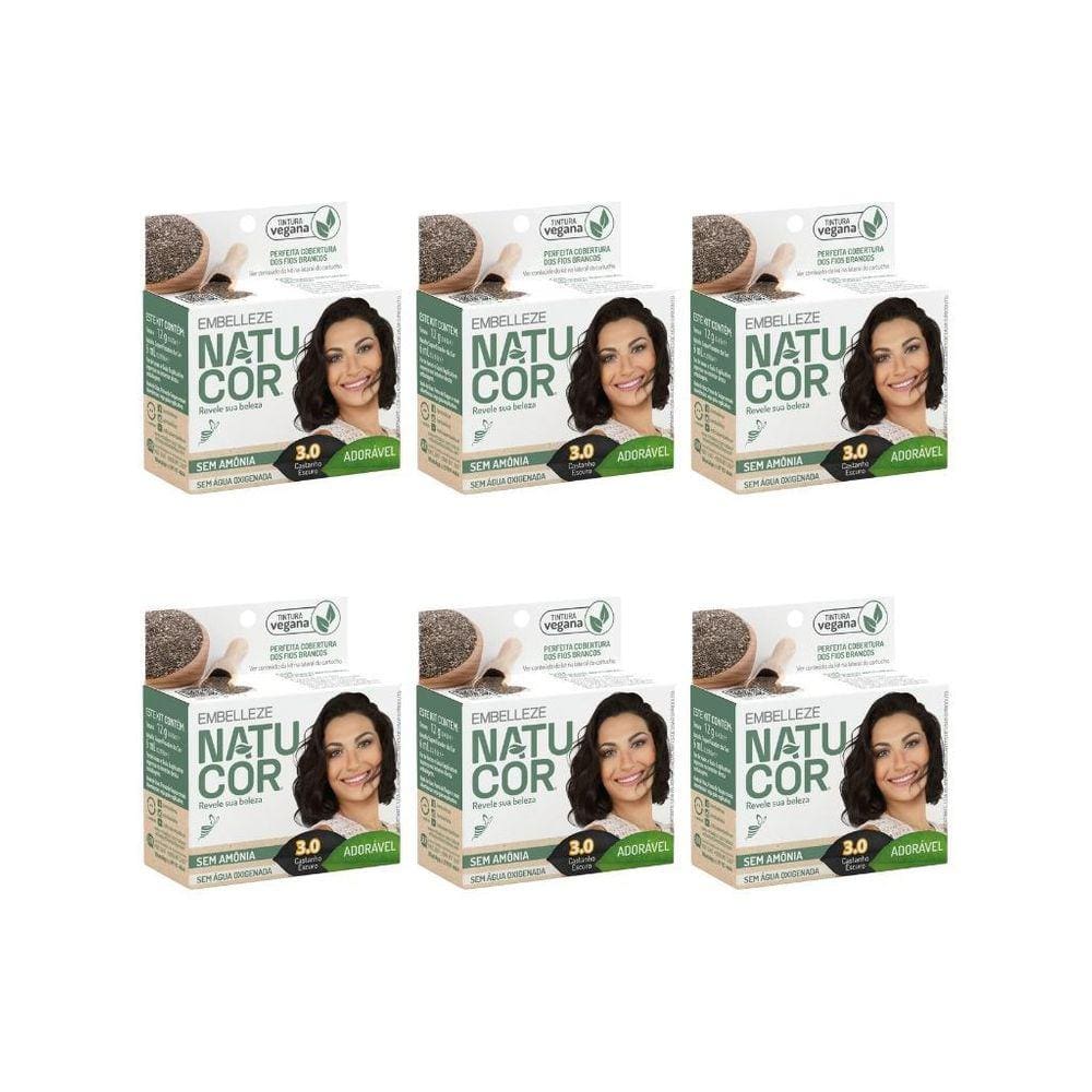 Coloraçao Natucor 3.0 Castanho Escuro-Kit C/6Un