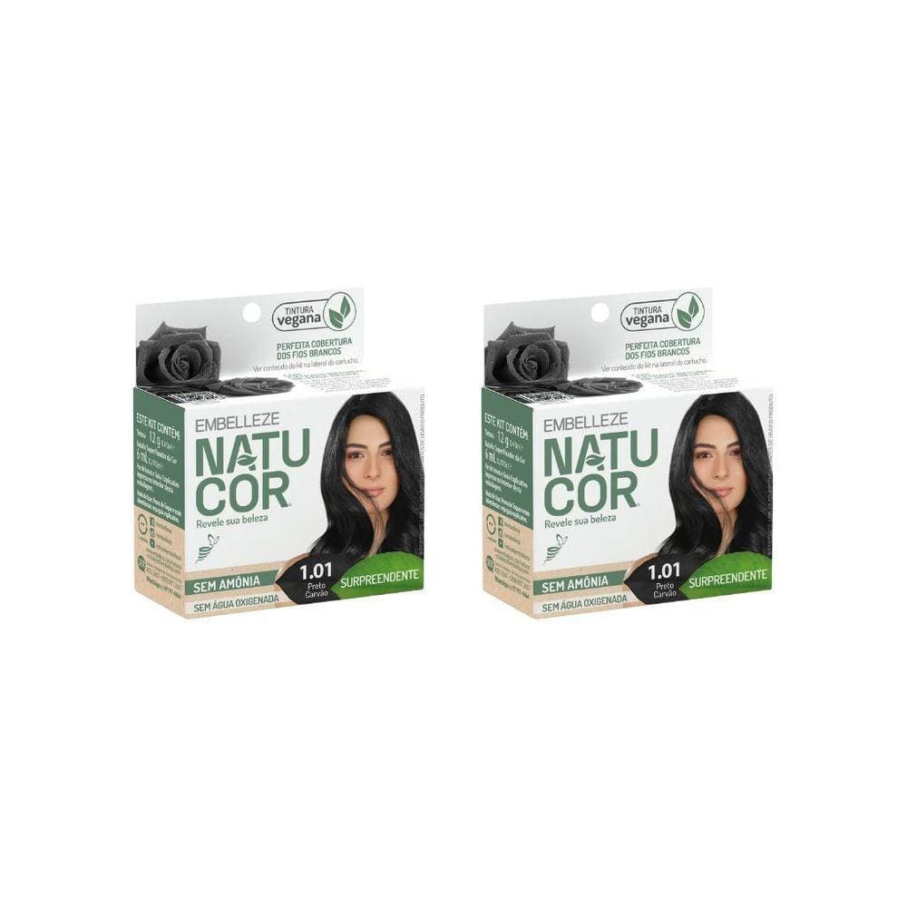 Coloraçao Natucor 1.01 Preto Carvao-Kit C/2Un
