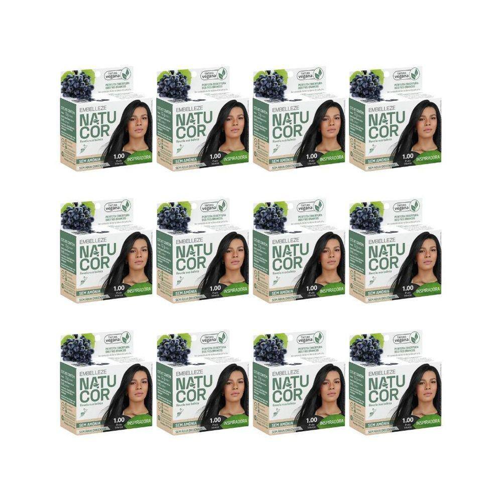 Coloraçao Natucor 1.00 Preto Intenso-Kit C/12Un