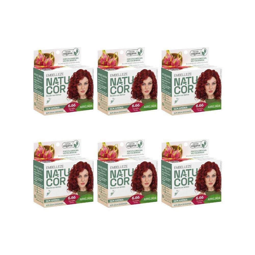 Coloraçao Natucor 6.66 Vermelho Cereja-Kit C/6Un