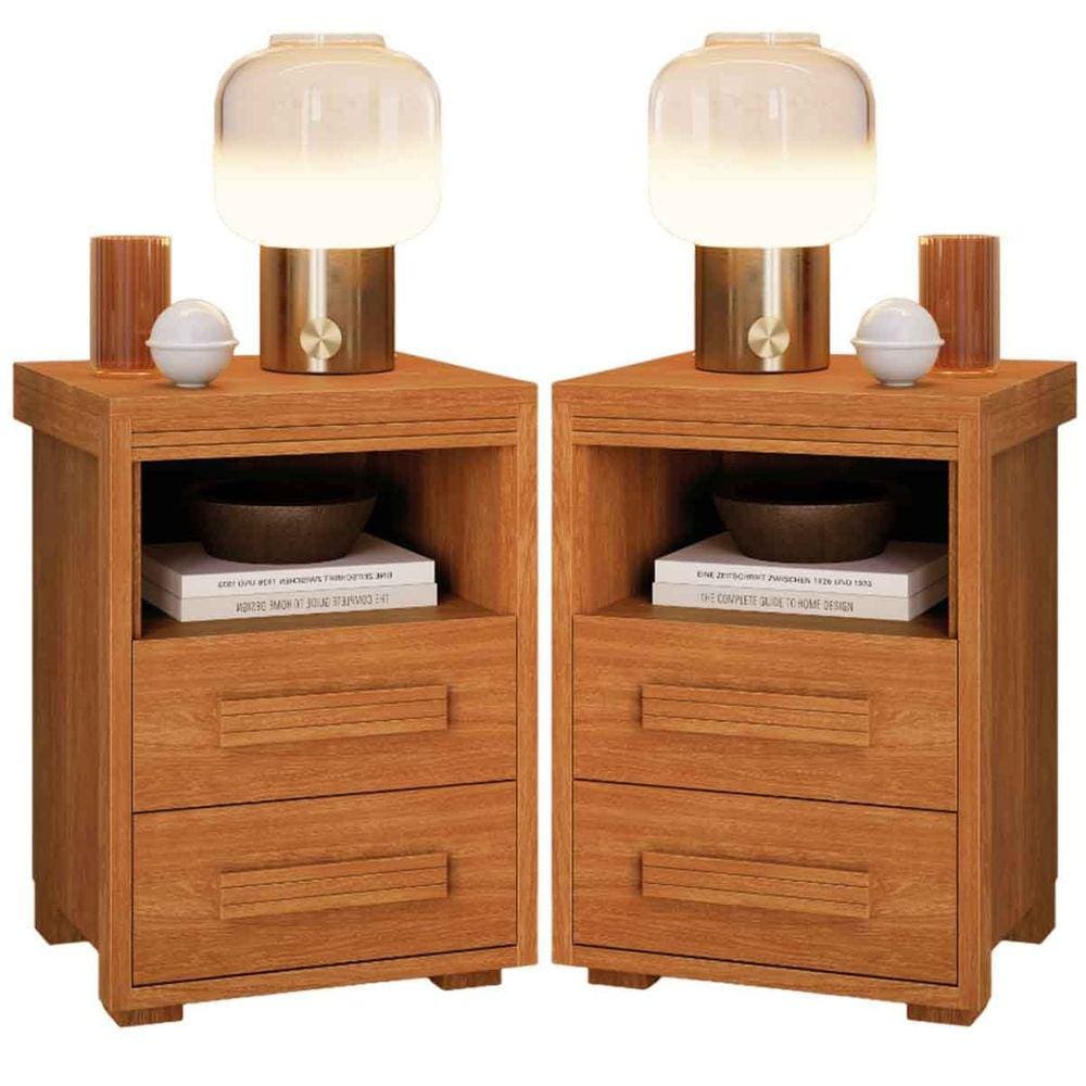 Kit 2 Mesas de Cabeceira 2 Gavetas Tóquio 100% MDF - Casa Chick