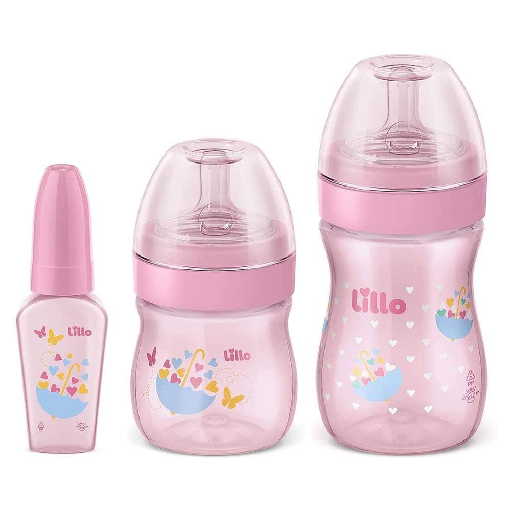 Kit de Mamadeira Primeiros Passos 50/150/240ml Rosa - Lillo