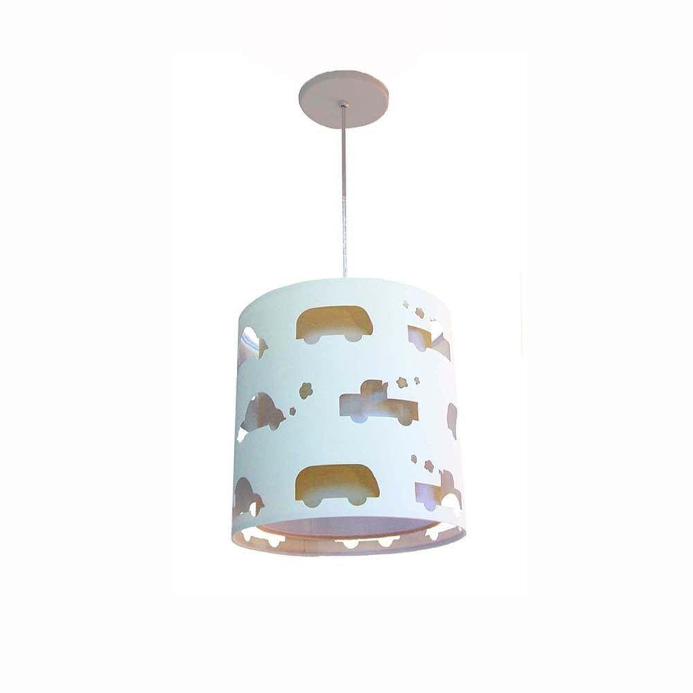 Lustre Infantil Pendente Recorte Carrinhos 25x25 Caqui
