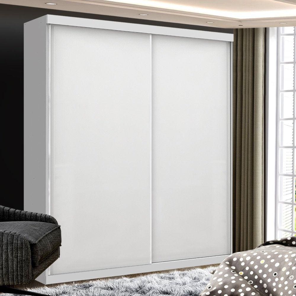 Guarda-Roupa Solteiro 2 Porta de Correr Luna Espresso Móveis Branco
