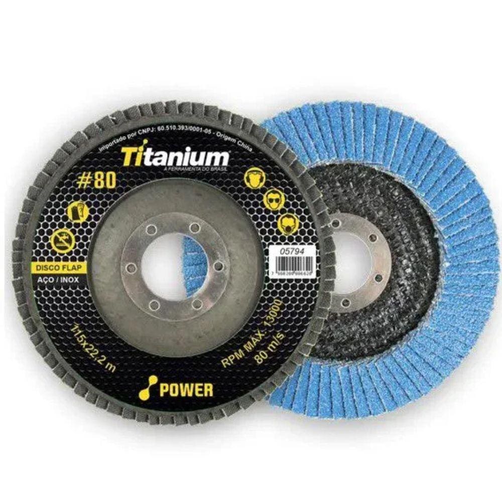 Disco De Desbaste 115mm x 22mm 4.1/Pol Grão 40 Flap Titanium