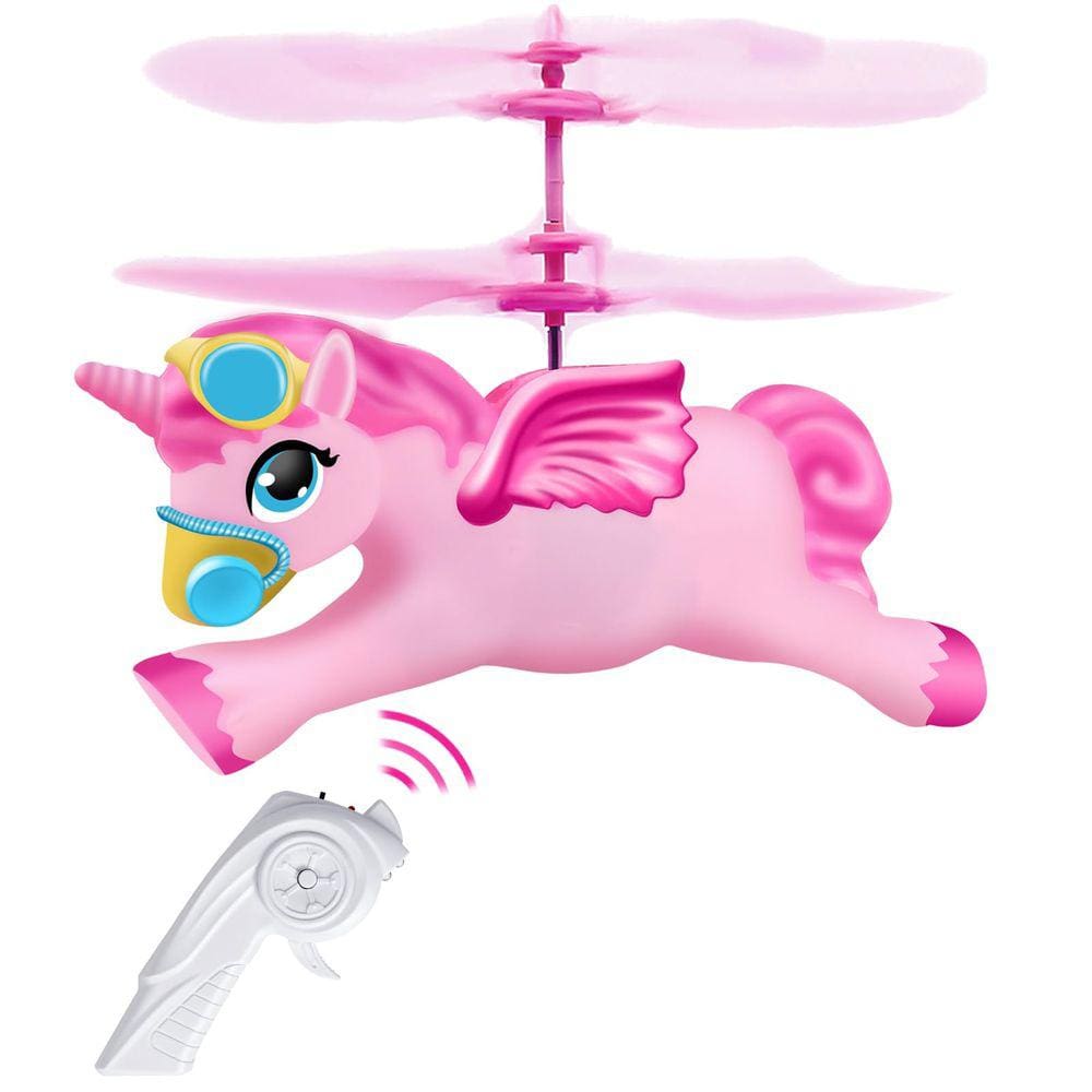 Brinquedo RC Flying Unicorn com controle remoto para meninas de 6 a 14 anos