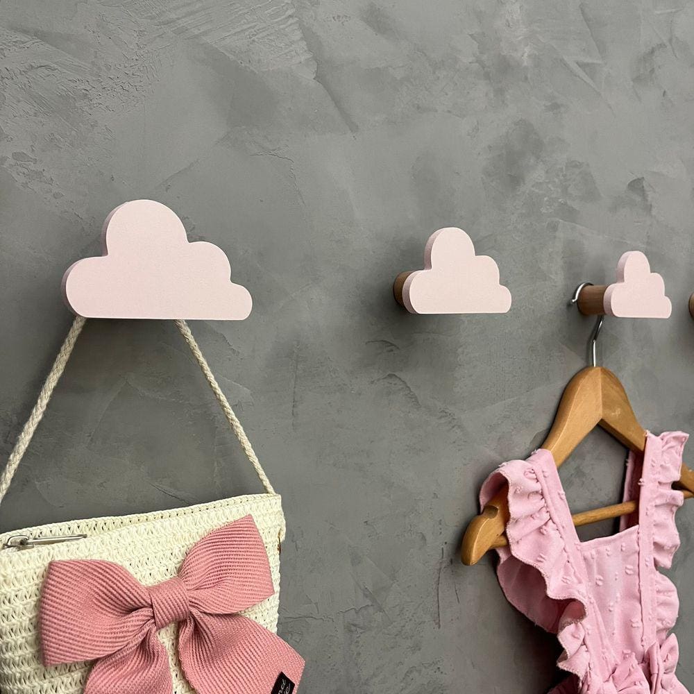 6 Ganchos de parede infantil menina decoração formatos rosa