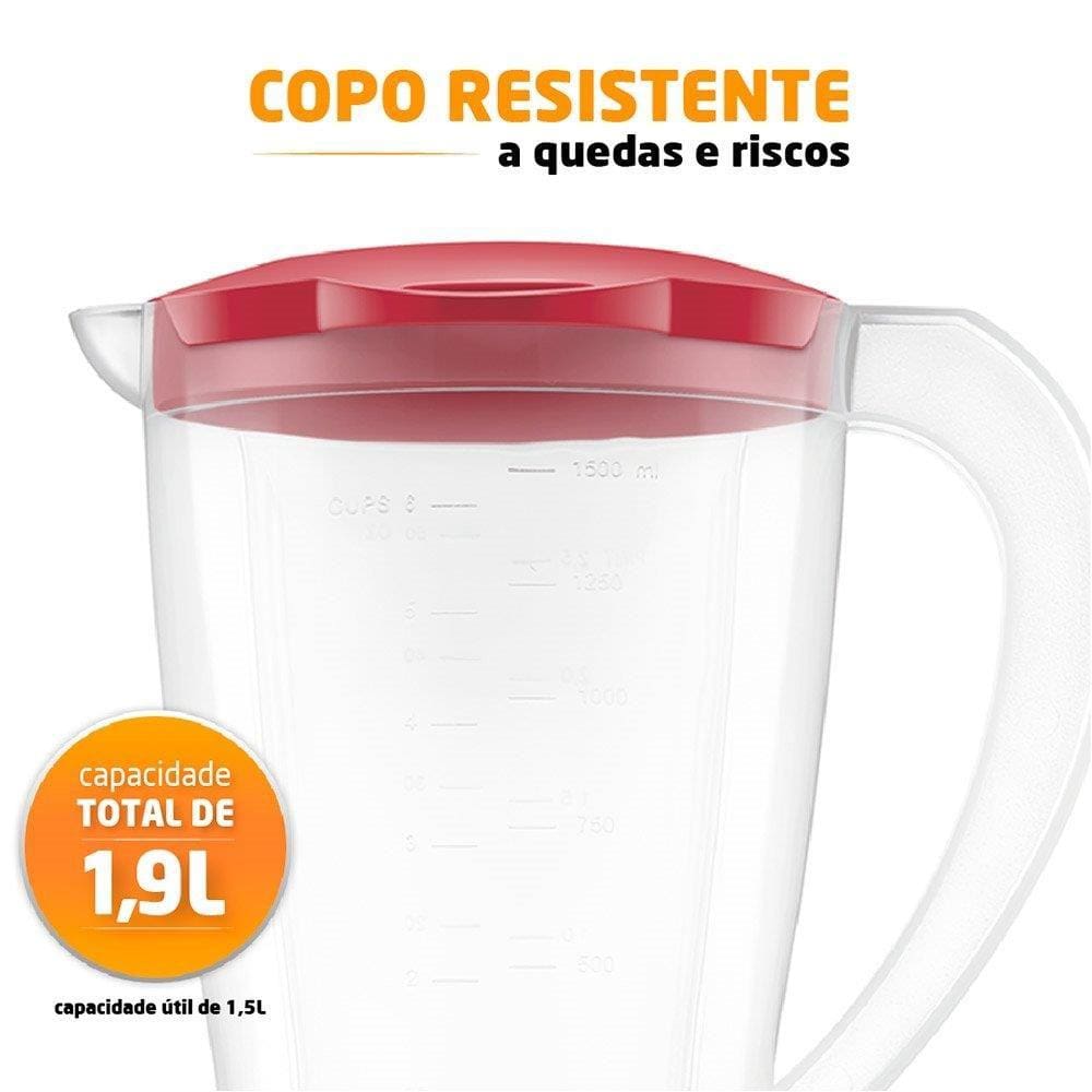 Liquidificador Mondial L-550, 550W, Copo Leitoso, Vermelho