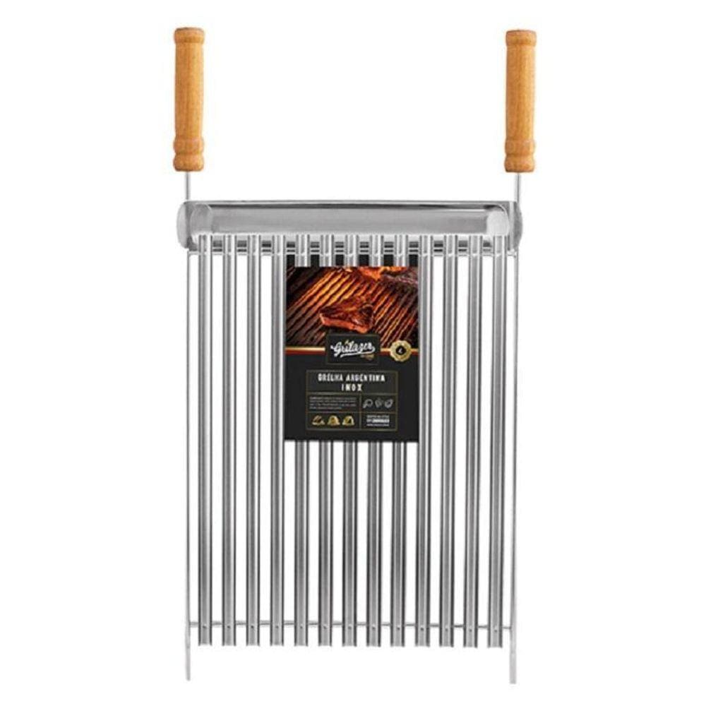 Grelha Inox Parrilla Argentina 40X40Cm Com Calha