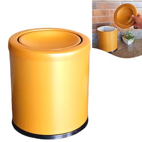 Lixeira 6,3L Cesto Lixo Tampa Basculante Banheiro Bancada Pia Cozinha Dourado - 30063/B CP