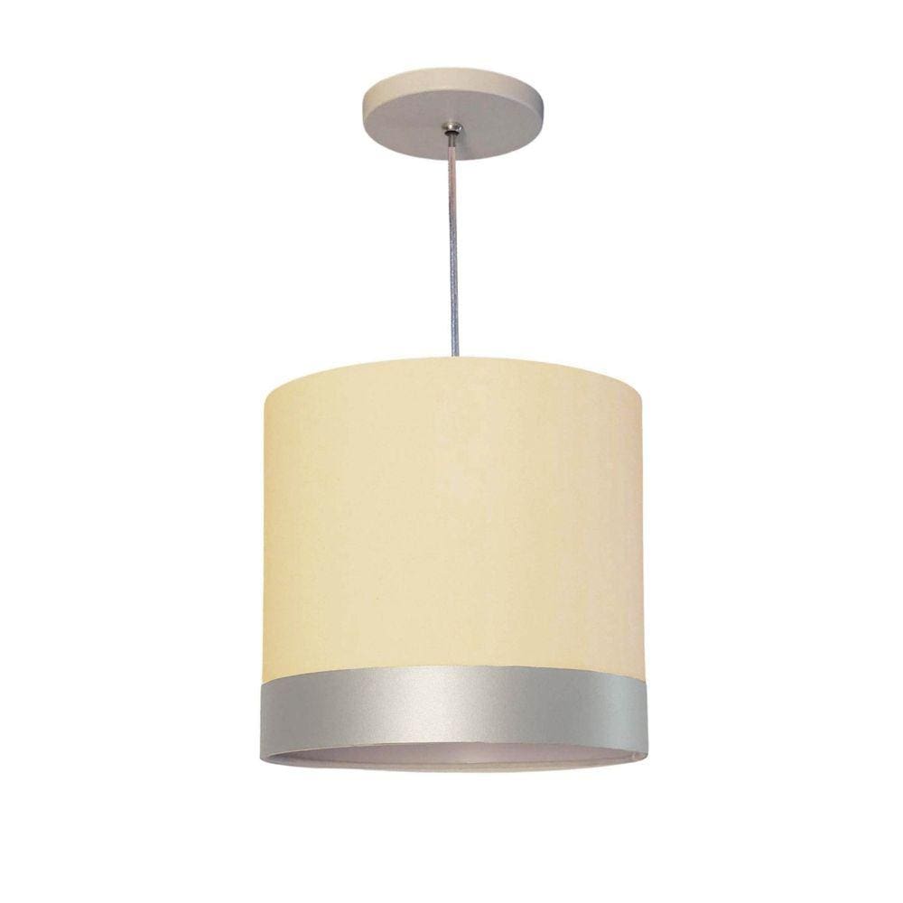 Luminária de Teto Pendente Tom Luz Iluminação Cru/Faixa Prata