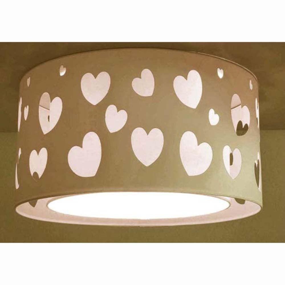Luminária Infantil Plafon Corações Duplo - Branco30x16 Branco