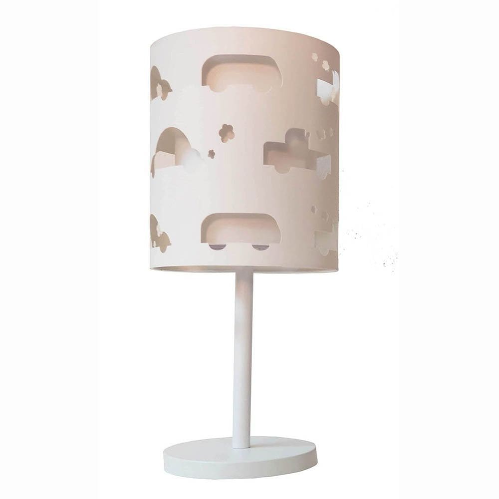 Abajur Infantil Carrinhos Base Branca 20x41 Branco Branco /Branco