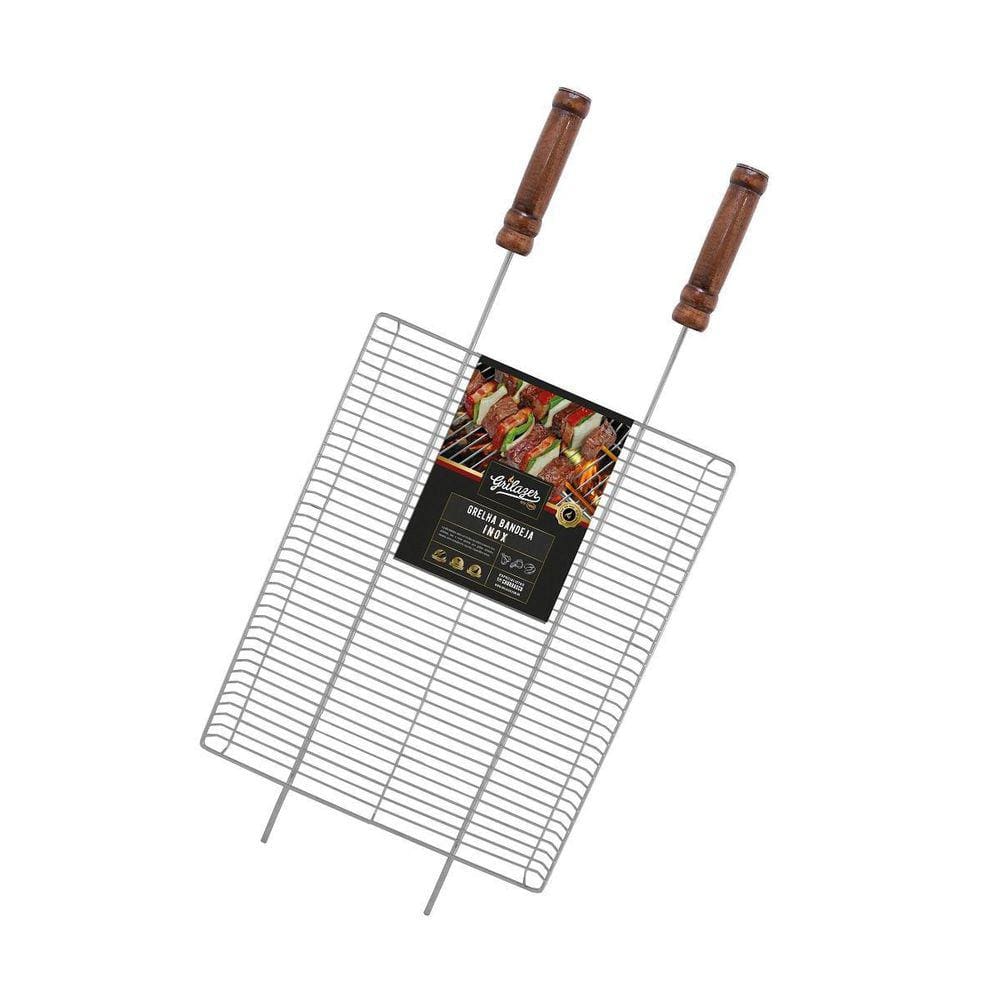 Grelha Inox Com Borda - Horizontal - M - 50X40 Grilazer