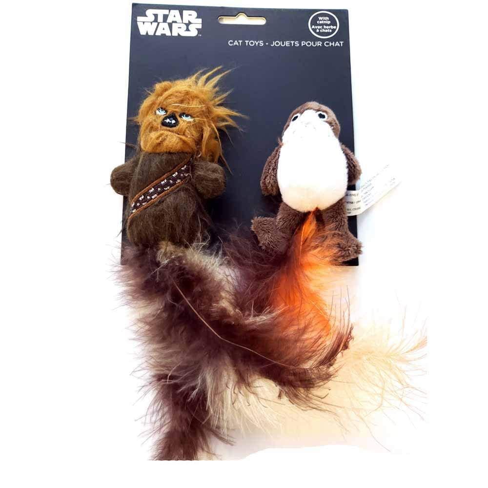 Conjunto de brinquedos para gatos Silver Paw Star Wars PORG e Chewbacca, pacote com 2