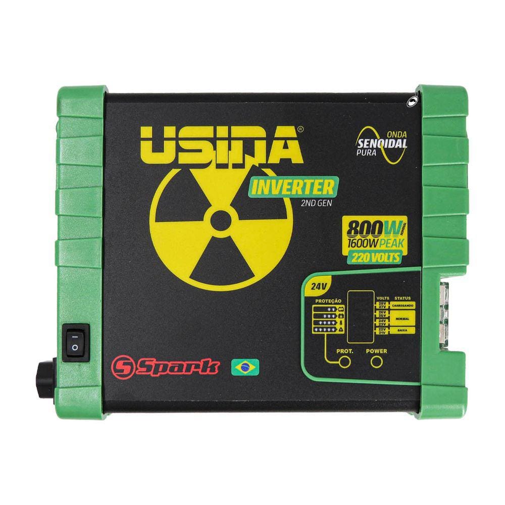Inversor de Tensão Senoidal Usina Inverter 800W 24VDC 120VAC 1600W Peak