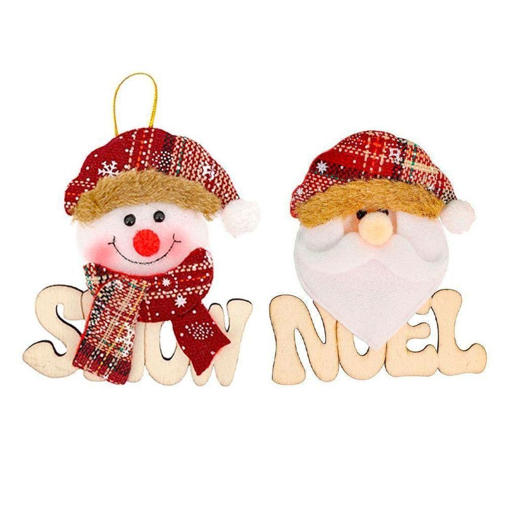 Kit 2 Placas De Natal Papai Noel E Boneco De Neve Natalino 11,5cm
