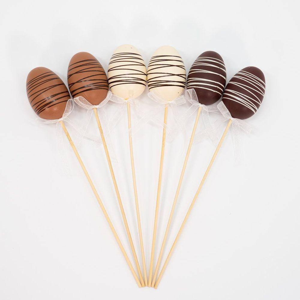 36 Ovos De Páscoa Chocolate Enfeite Decorativo Com Haste