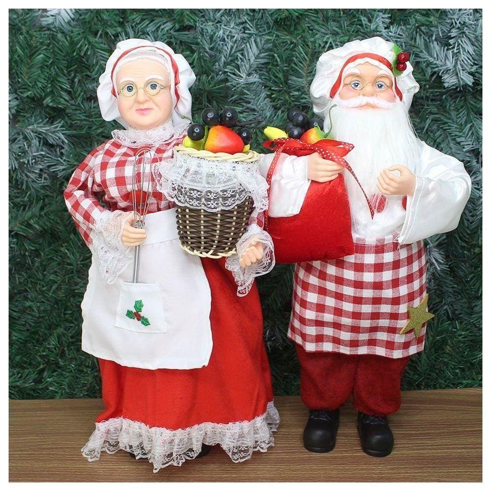 Dupla Boneco De Natal Mamãe E Papai Noel Feirantes