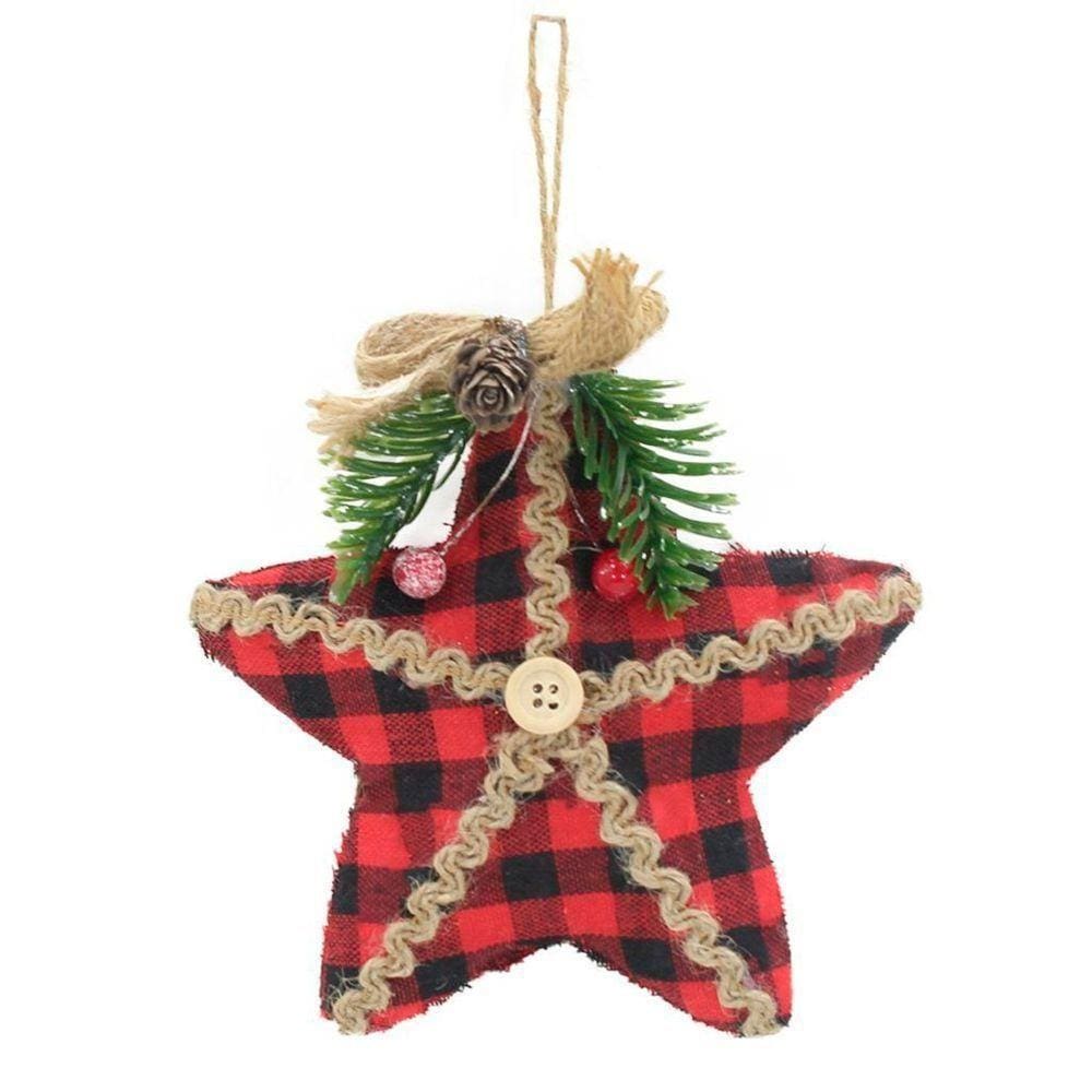 Kit 6 Enfeites árvore Natal Pendente Natalino Estrela 15cm