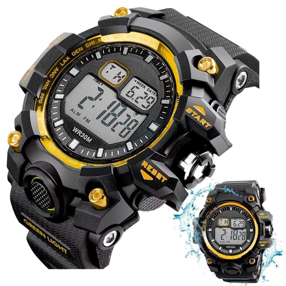 Relogio digital vermelho prova dagua ajustavel grande esportivo robusto corrida