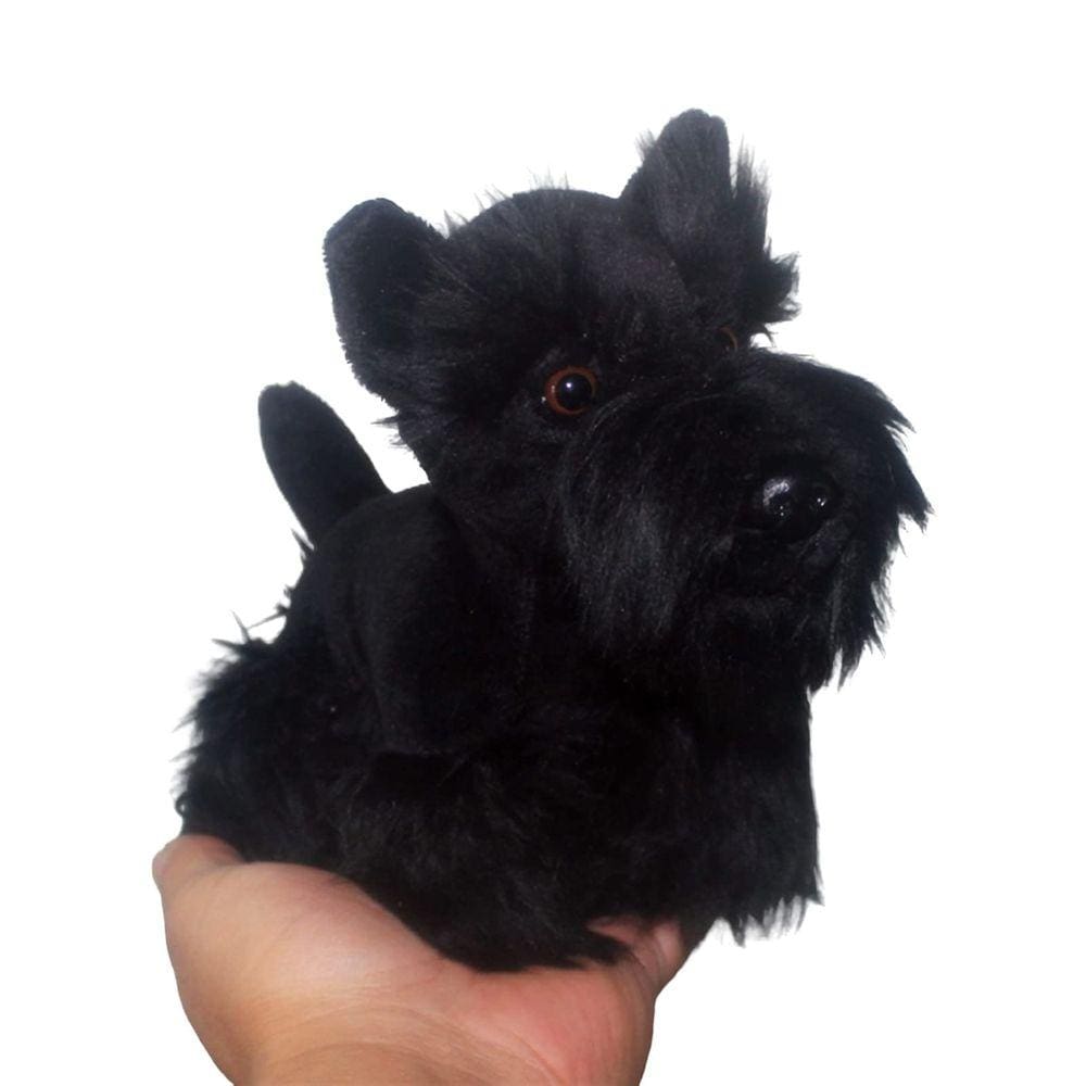 Brinquedo de pelúcia SYUSAMA Lifelike Black Schnauzer 18 cm
