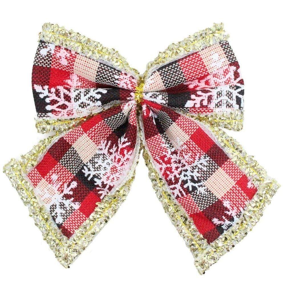 Enfeite árvore Natal Laço Lacinho Xadrez 3 Peças 11cm