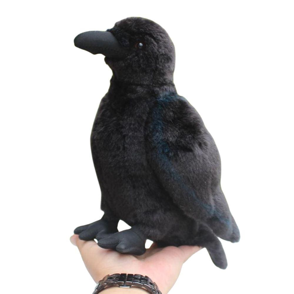 Brinquedo de pelúcia Whrigud Realistic Crow Black Raven 24 cm para crianças