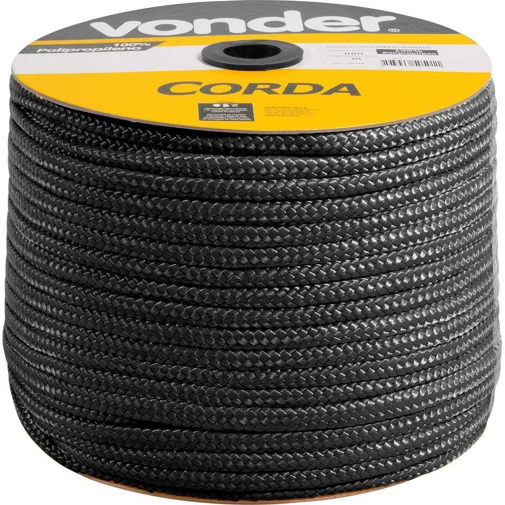 Corda Multifilamento Trançada 12mm 140m Preta Carretel - Von