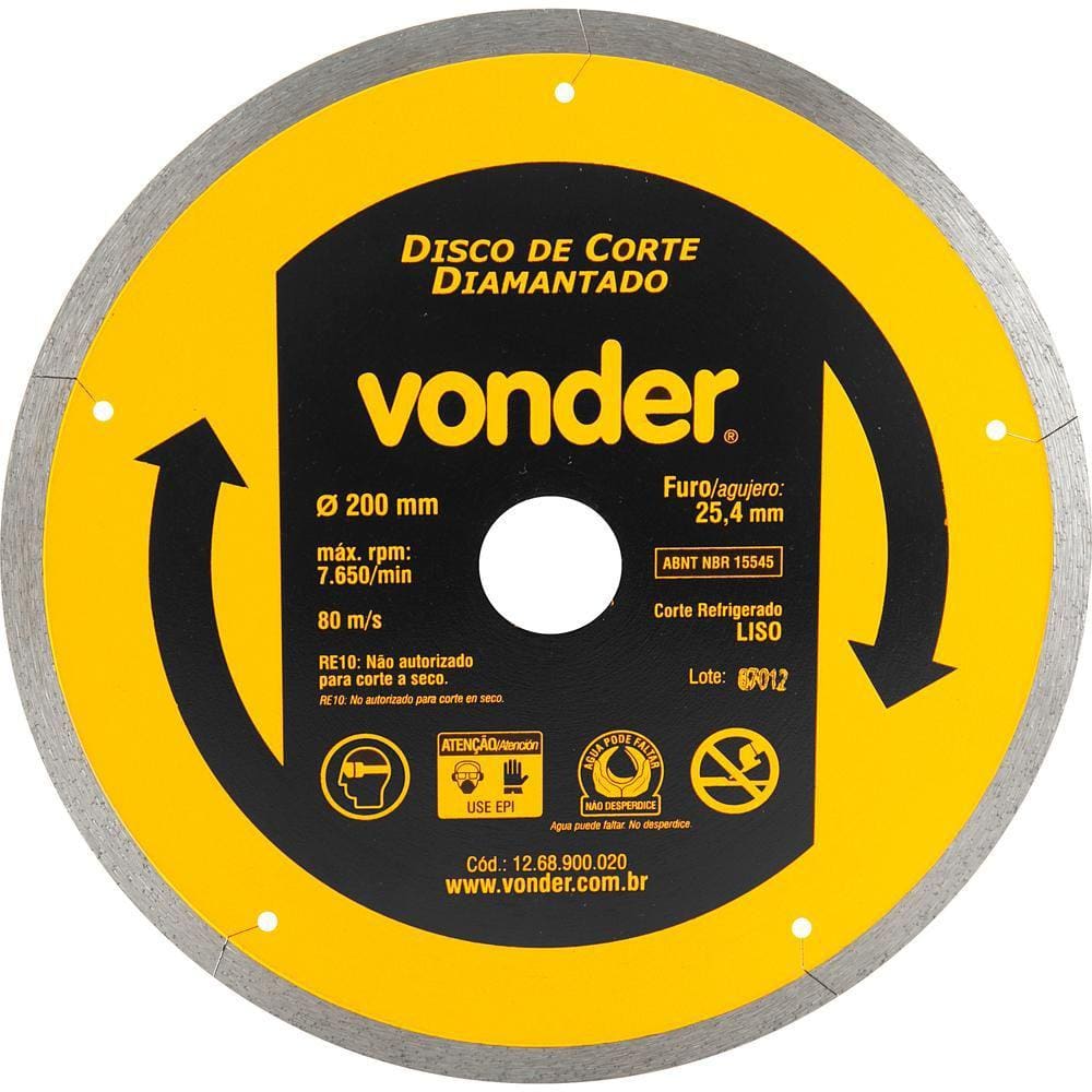 Disco Diamantado 200Mm Liso - Vonder