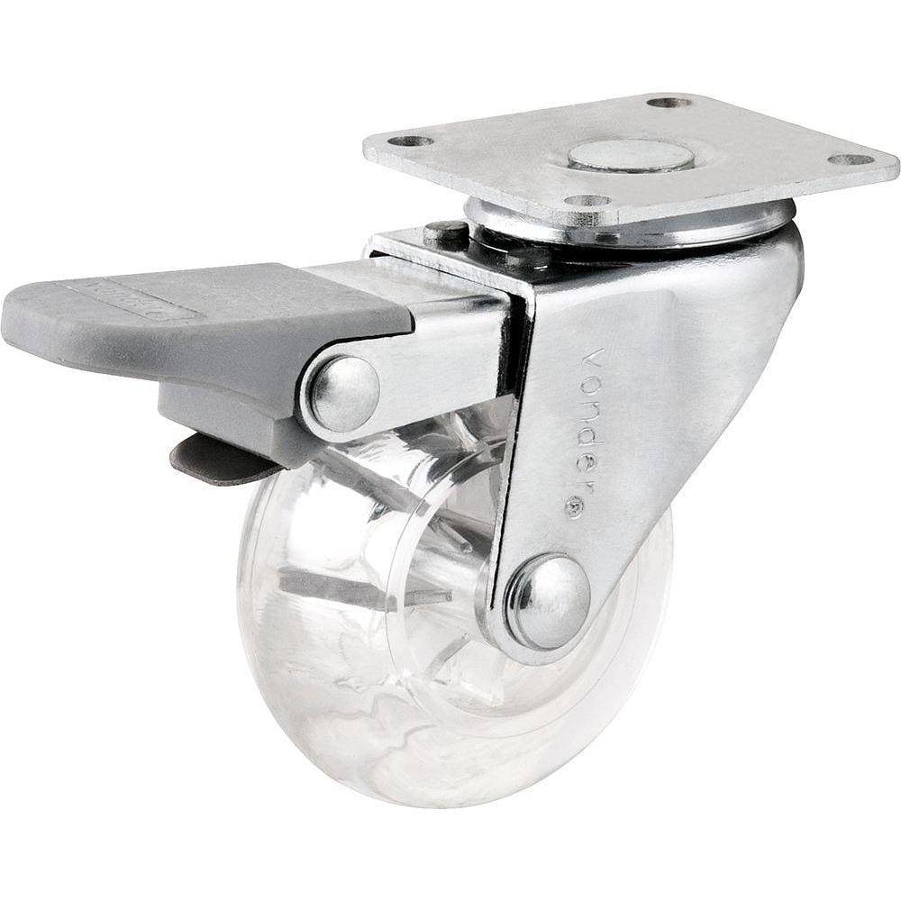 Rodizio Giratório Com Freio 3 Leve 55kg Poliuretano Transpa