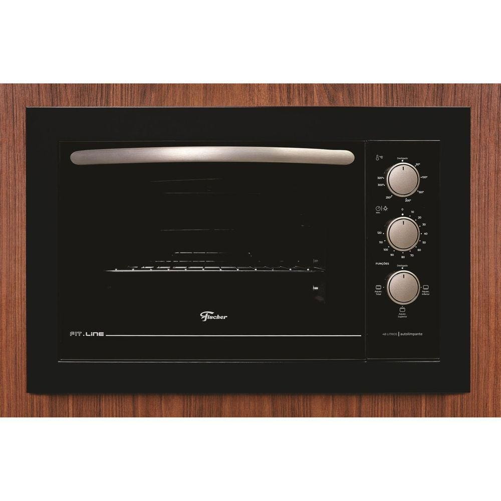 Forno Eletrico Fischer FIT Line Embutir 48L Frontal Preto 220v Preto