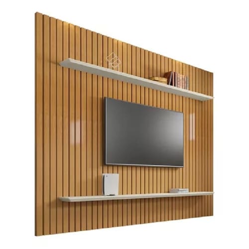 imagem-Painel Rv Ripado Roma Tv Até 75 Polegada 2,18 Cinamomo Off White - Branco