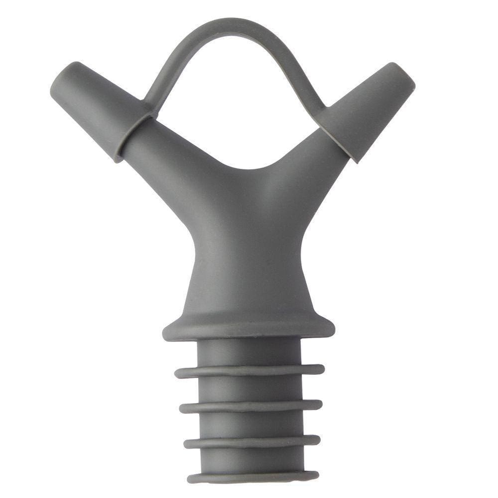 Bico Dosador Duplo Para Garrafas Azeite Vinagre Em Silicone Cinza