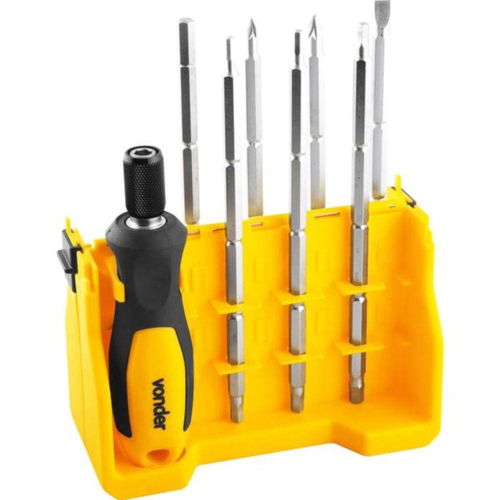 Jogo Bits/Ponteira Crv com 8 peças Enc 1/4 Longo - Vonder