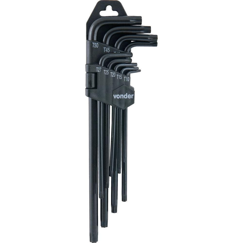 Jogo chave torx t10-t50 tipo L longa vanád. c/ 9 pç Vonder