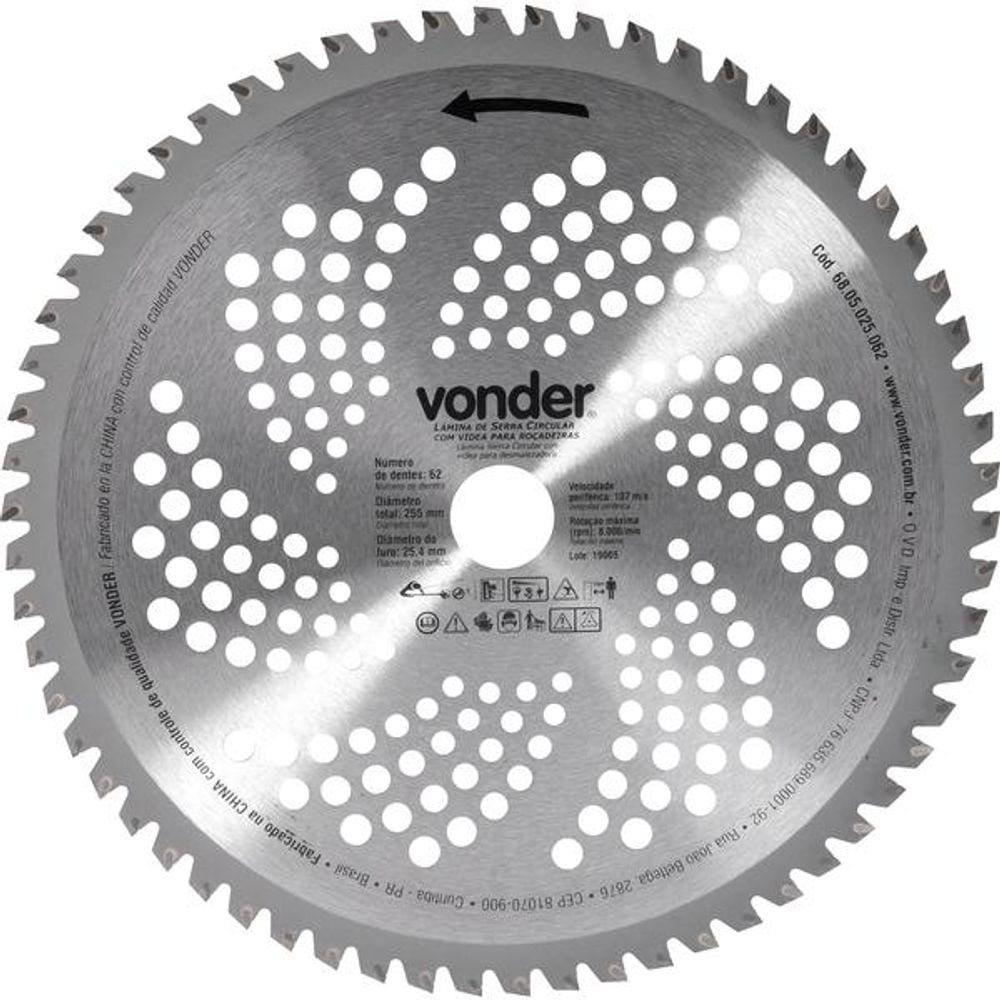 Lâmina Circular p/ Roçadeira c/ Videa 255x25,4x62  Vonder