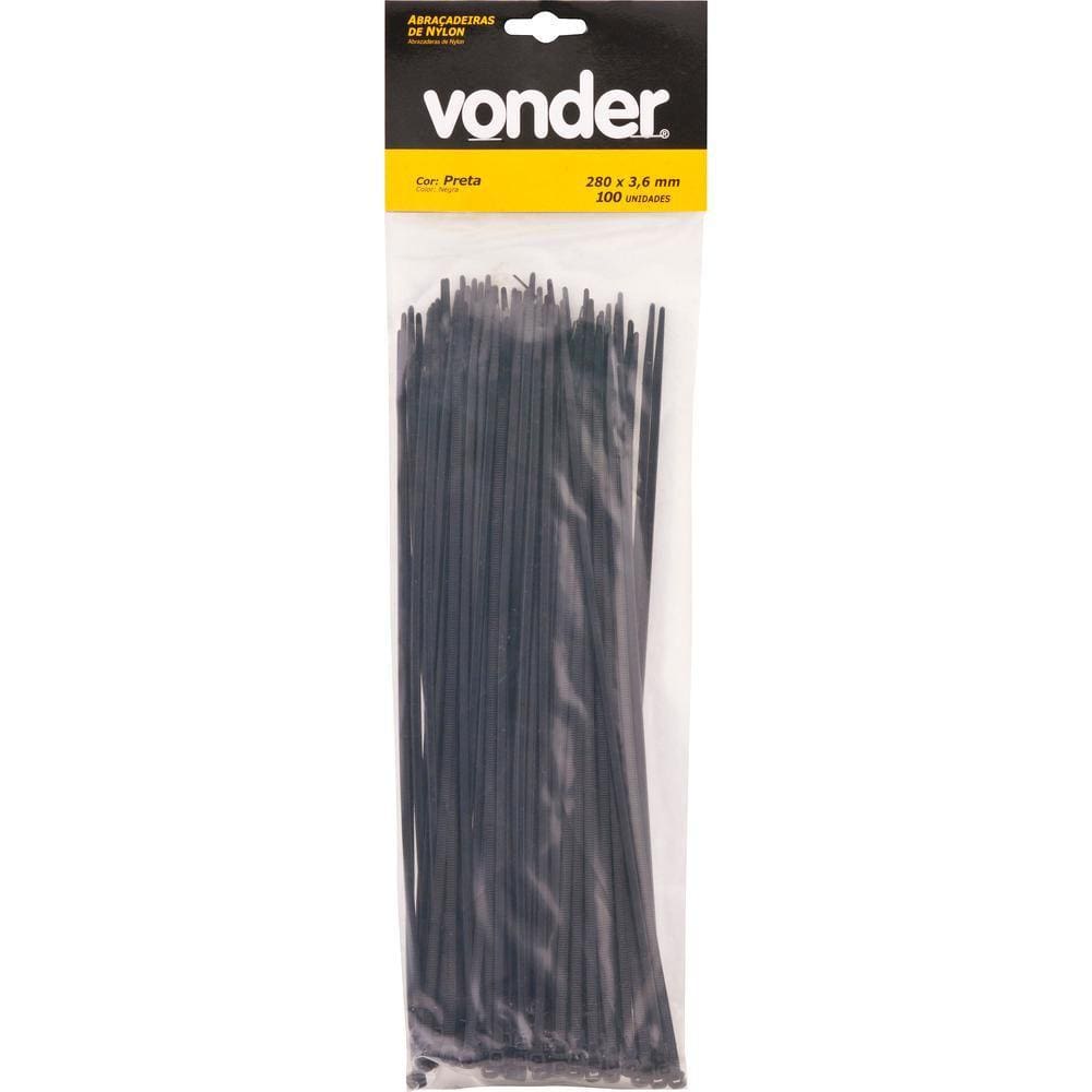 Abraçadeira de nylon 140x3,6mm preta com 1000 peças - Vonder