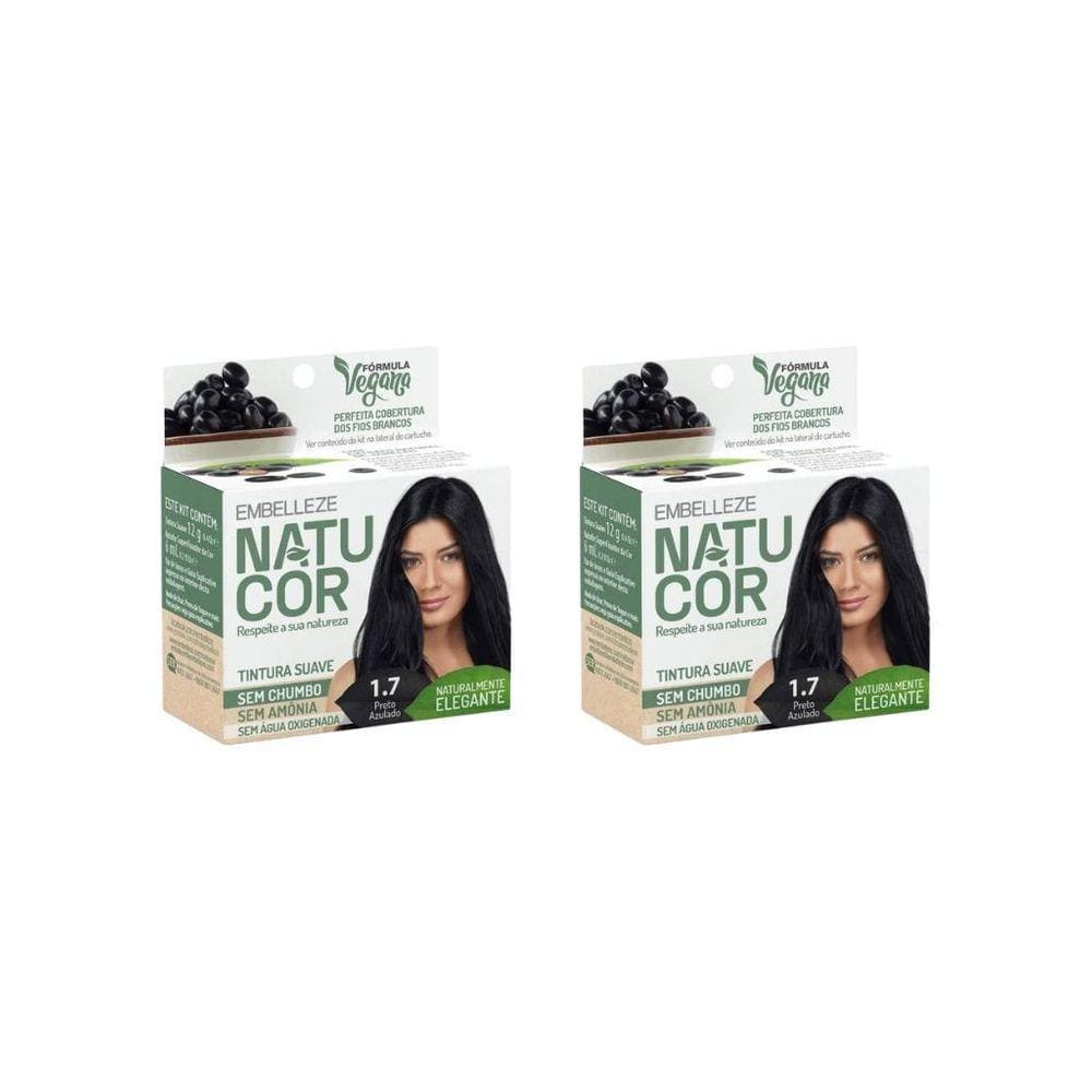 Coloraçao Natucor 1.7 Preto Azulado-Kit C/2Un