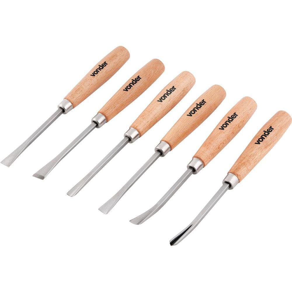 Jogo formão para escultura aço carbono com 6 peças - Vonder