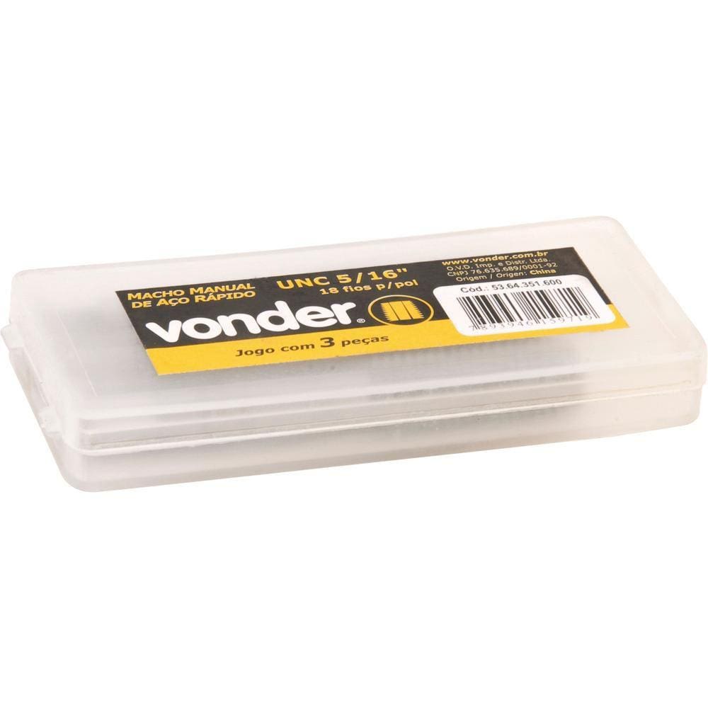 Macho manual aço rápido 7/16” unc 14fpp 2 pç din 351 Vonder