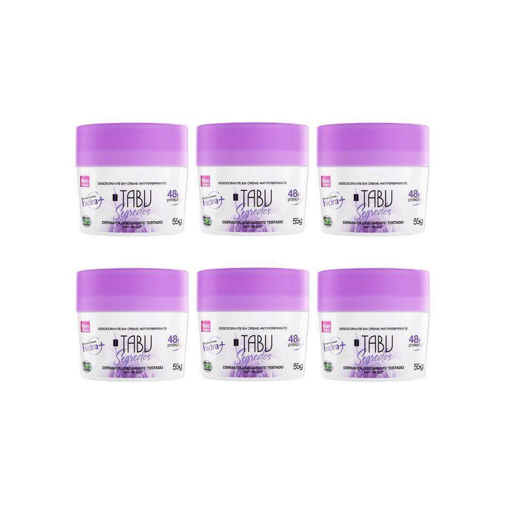 Desodorante Creme Tabu 55G Segredos - Kit Com 6Un