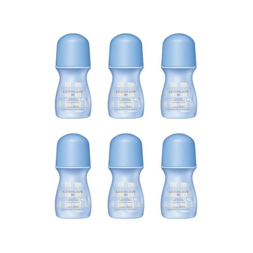 Desodorante Roll-On Giovanna Baby Azul 50Ml - Kit C/6Un