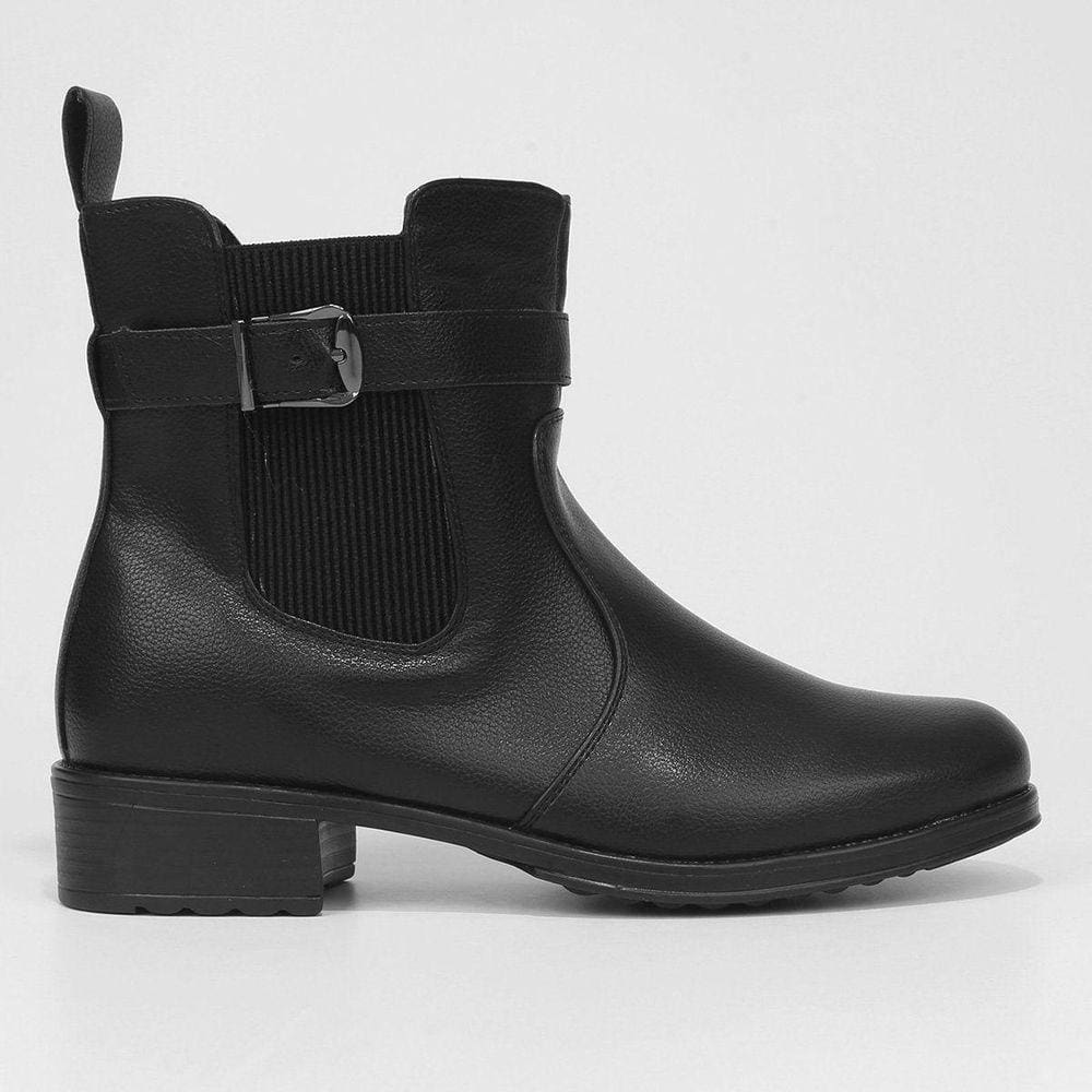 Bota Feminina Mooncity Cano Baixo Salto Baixo Fivela Elastica