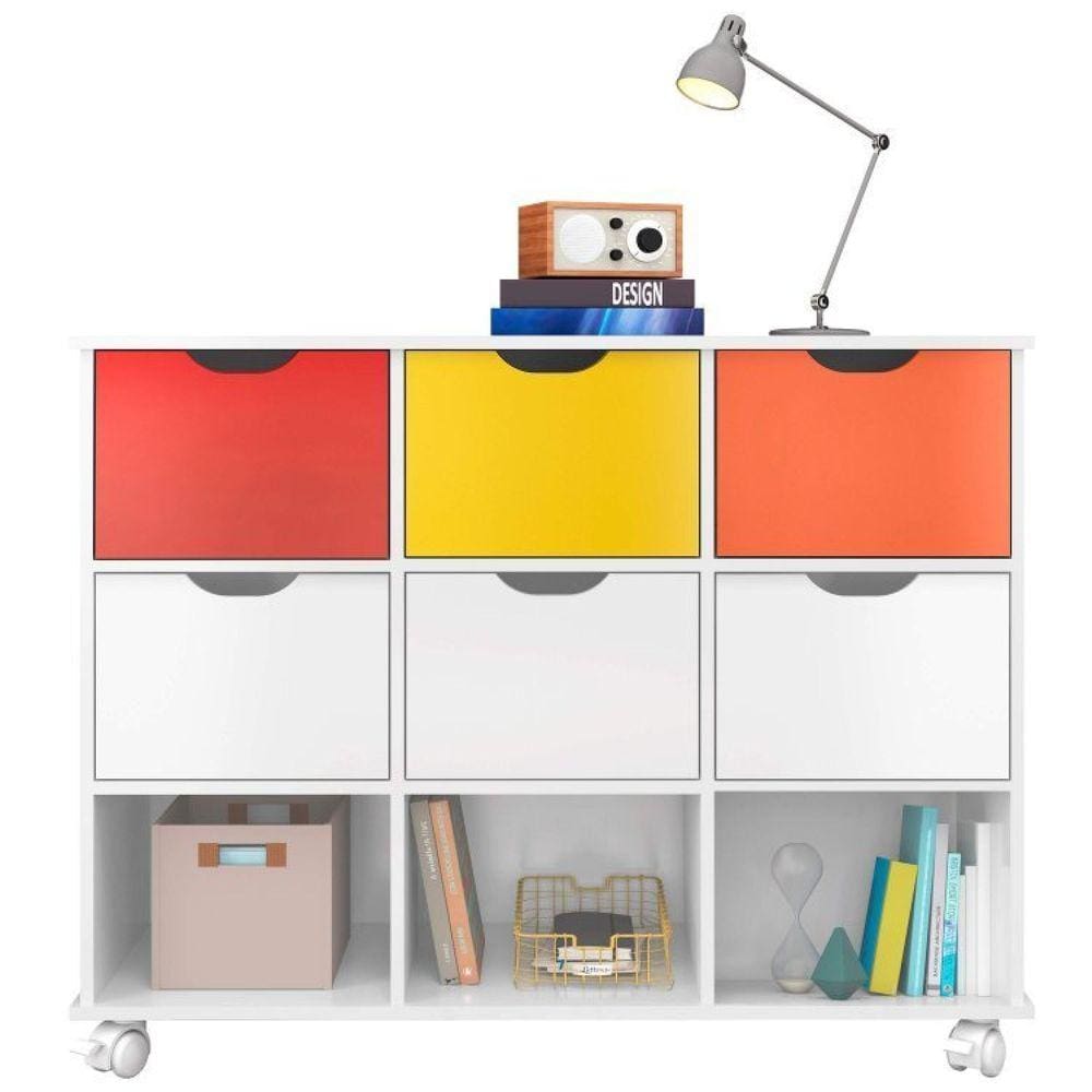 Nicho Organizador com 6 Gavetas Qmovi Branco/Colorido