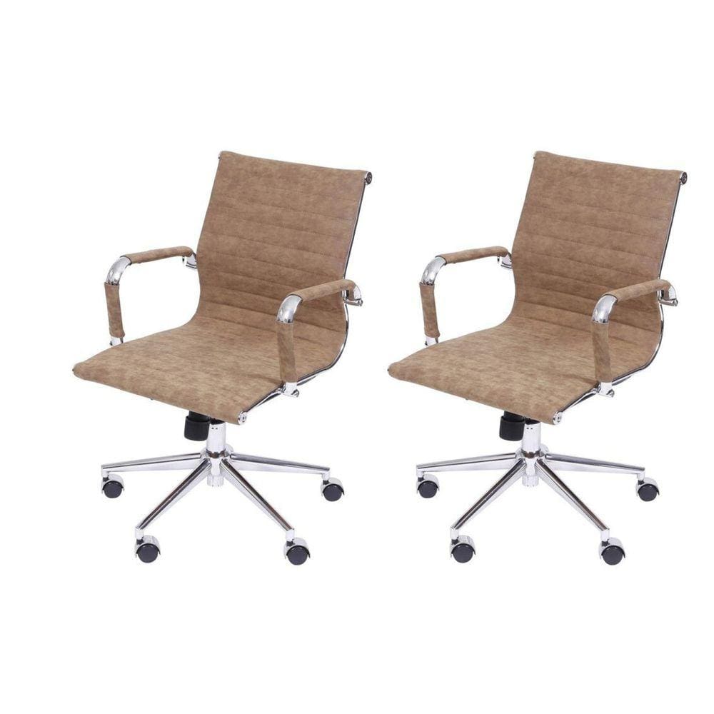 Kit 2 Cadeiras para Escritório Diretor Esteirinha com Relax 3301 Or Design Caramelo Retrô