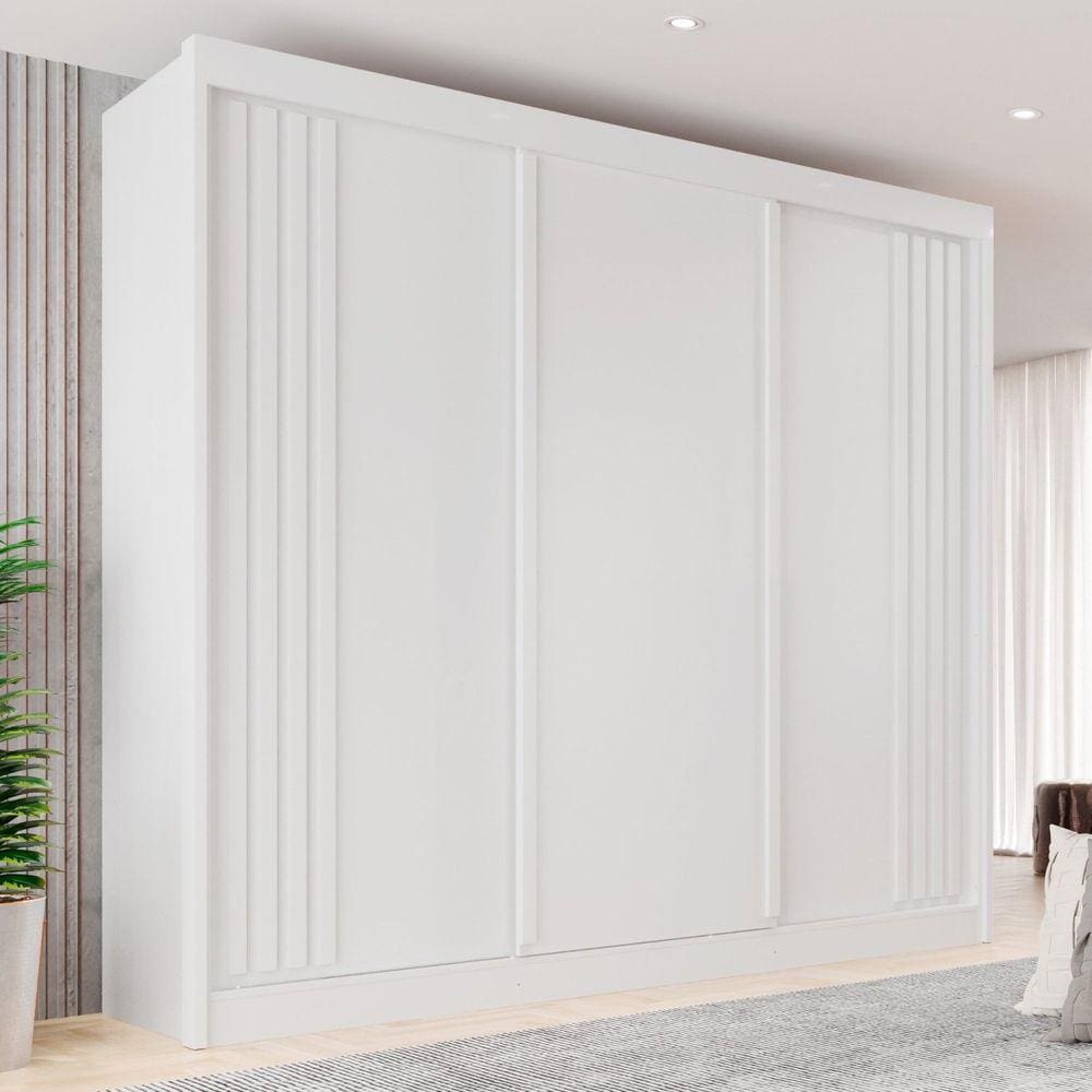 Guarda-Roupa Casal 3 Portas 4 Gavetas Atenas Branco