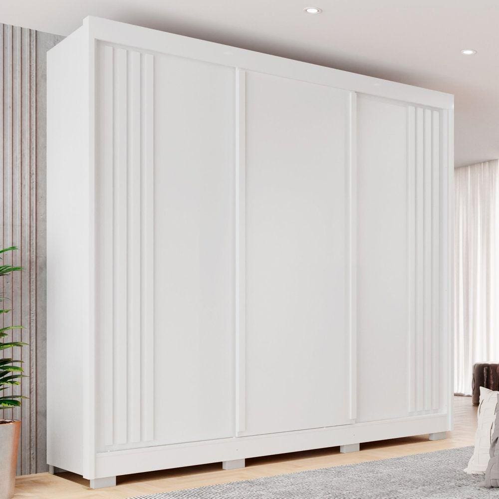 Guarda-Roupa Casal 3 Portas 4 Gavetas Atenas Branco