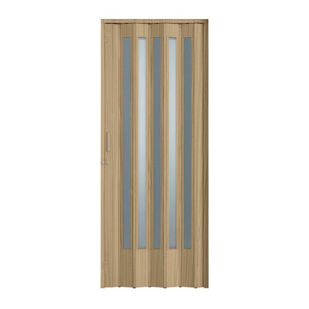 Porta Sanfonada PVC Plastporta 210x60cm Translucida BCF Carvalho Prata